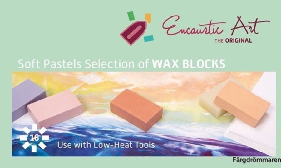 Printmaking & Pottery Encaustic Art Encaustic Art Wax | Accessory | Sets | Encaustic Art Soft Pastels Selection Of 16 Wax Blocks